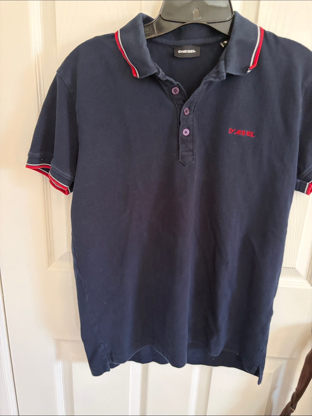 Diesel Navy Polo with Red Trim Detail